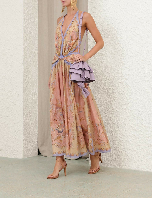 Zimmermann Indra Plunge Halter Maxi Dress