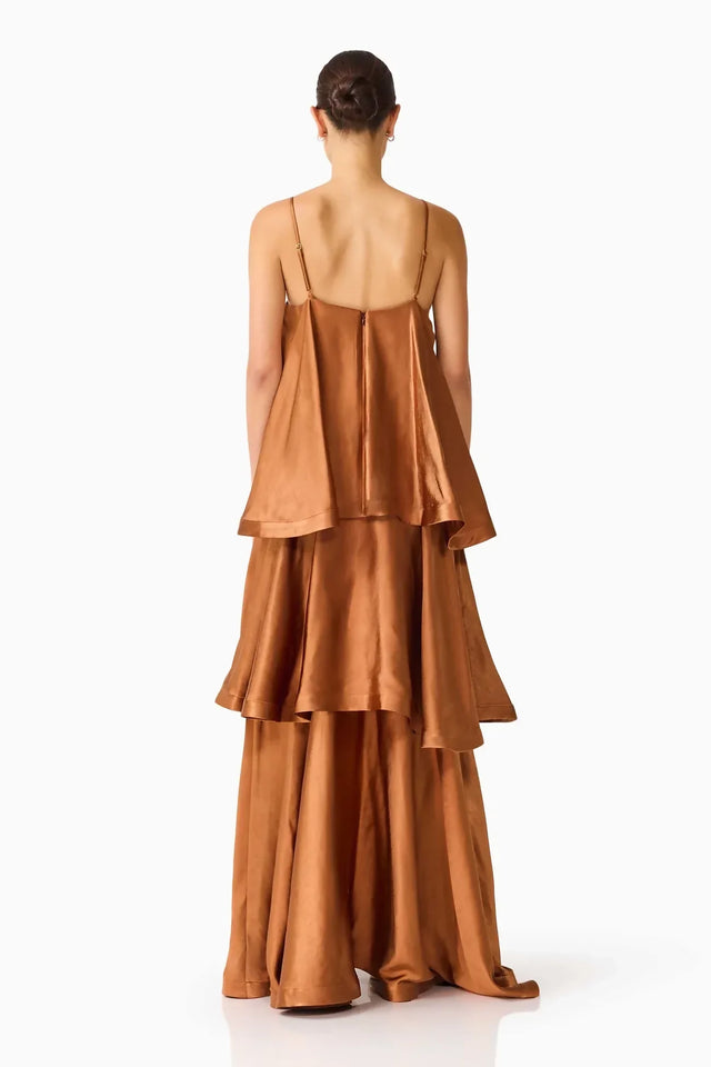 Elliatt Tilly Tiered Maxi Dress - Toffee Brown