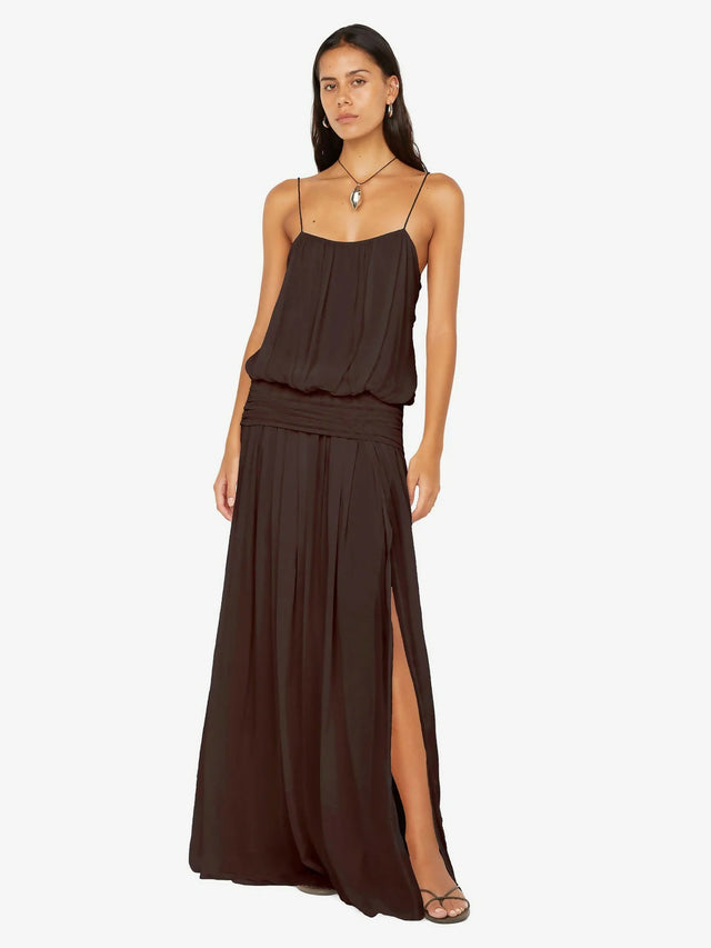 Bec + Bridge Camille Blouson Dress - Dark Chocolate
