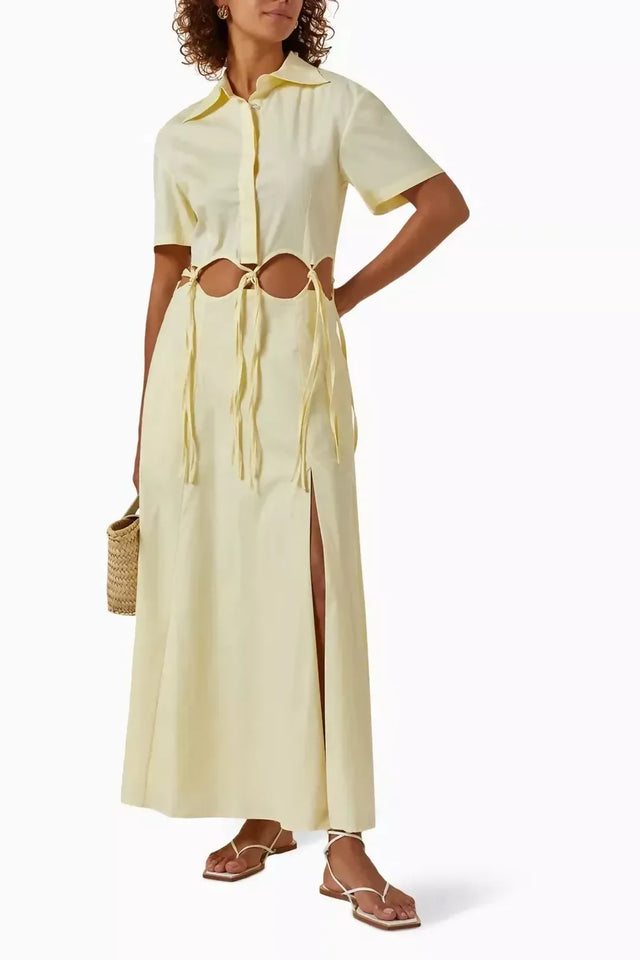 Anna Quan Ondine Cut Out Maxi Dress Sorbet Lemon Yellow