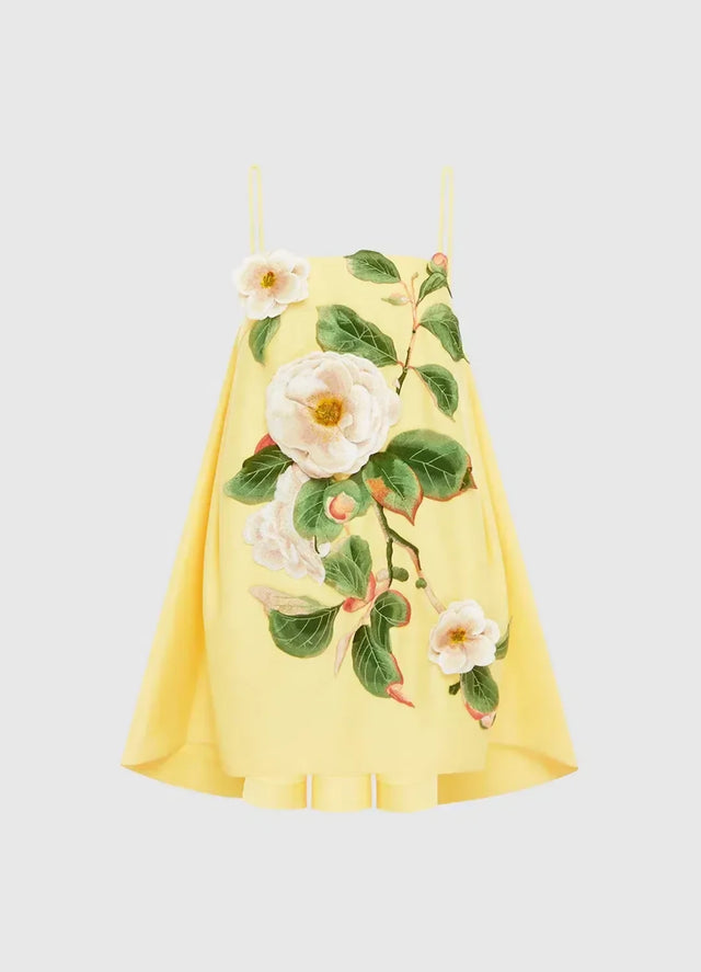 Leo Lin Felicia Applique Floral Mini in Sorbet Yellow