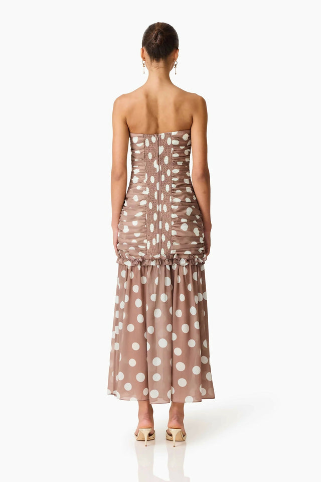Elliatt Sola Polka Dot Strapless Gown