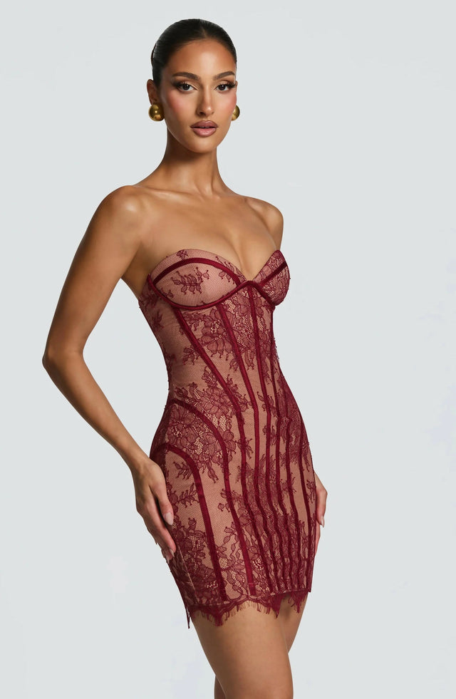 Babyboo Sian Mini Dress Burgundy