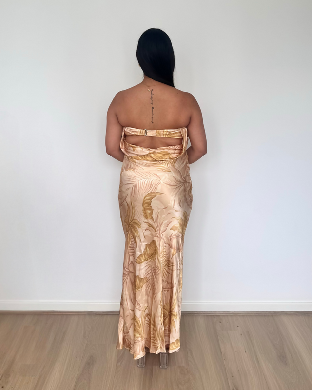 Bec and Bridge Dust Palms Strapless Maxi Dress Dust Palms Print