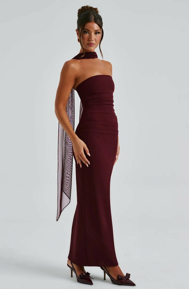 Babyboo Yulia Maxi Dress - Cherry Lacquer