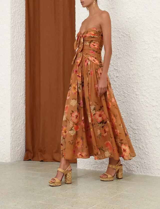 Zimmermann Mahon Tie Front Midi Dress