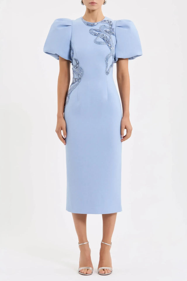 Rebecca Vallance Aylin Puff Sleeve Midi Dress