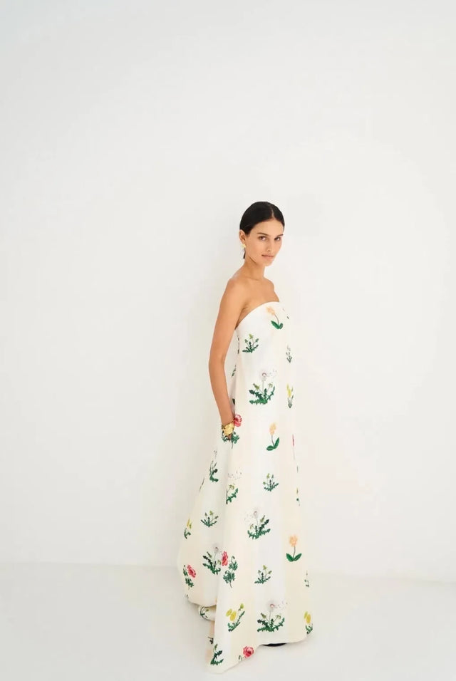 Oroton Poppy Print Gown Cream Floral