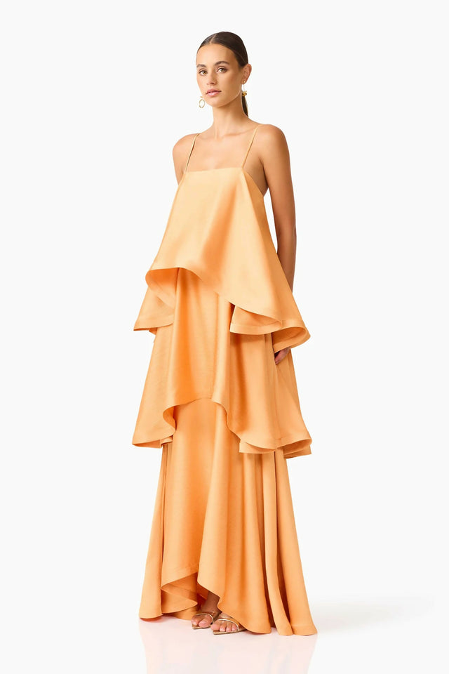 Elliatt Tilly Tiered Maxi Dress in Orange