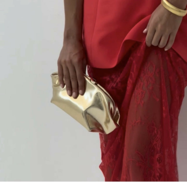 Olga Berg The Tally Metallic Clutch