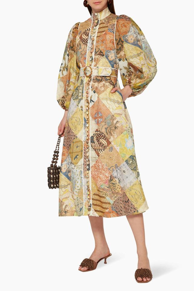 Zimmermann Brightside Patchwork Batik Midi Dress