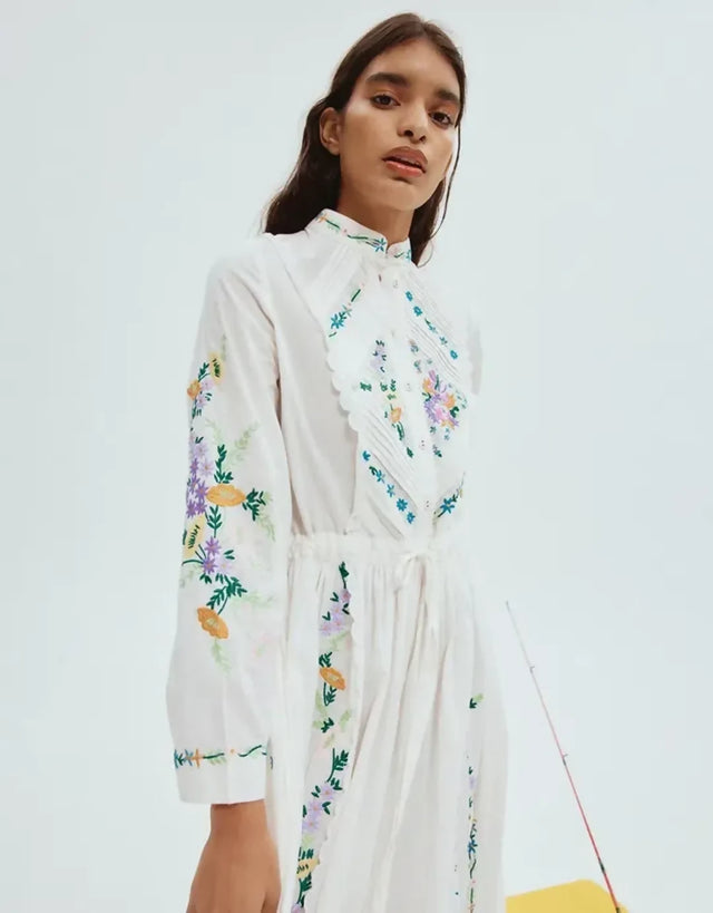 Alemais Willa Embroidered Shirt Dress White Floral