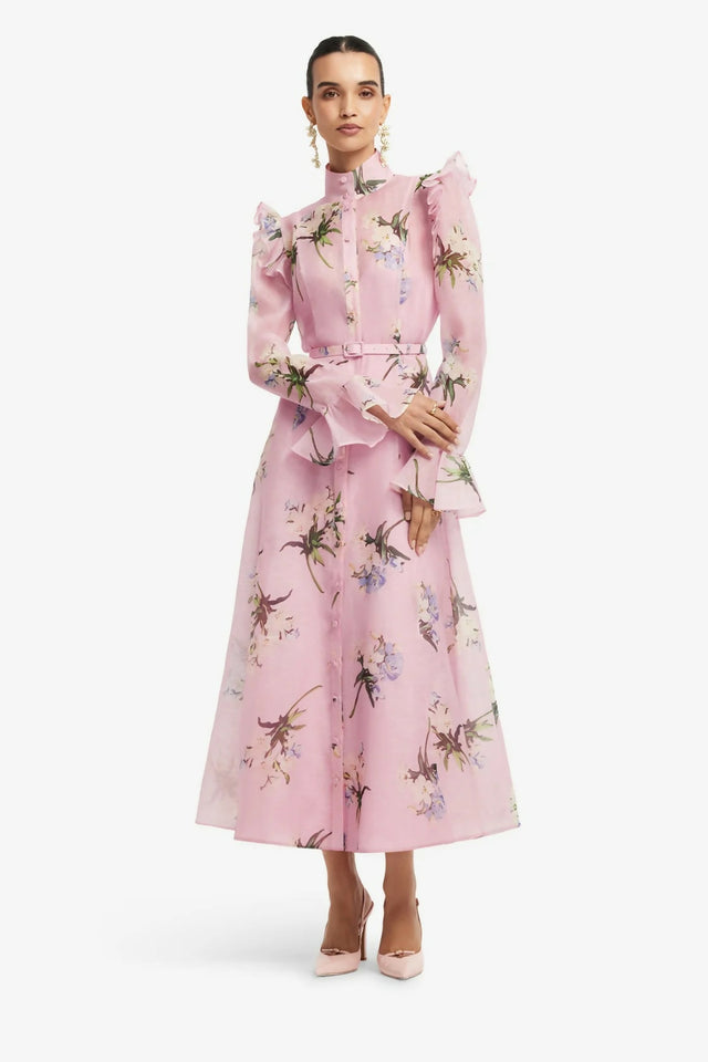 Leo Lin Katrina Butterfly Sleeve Midi Dress