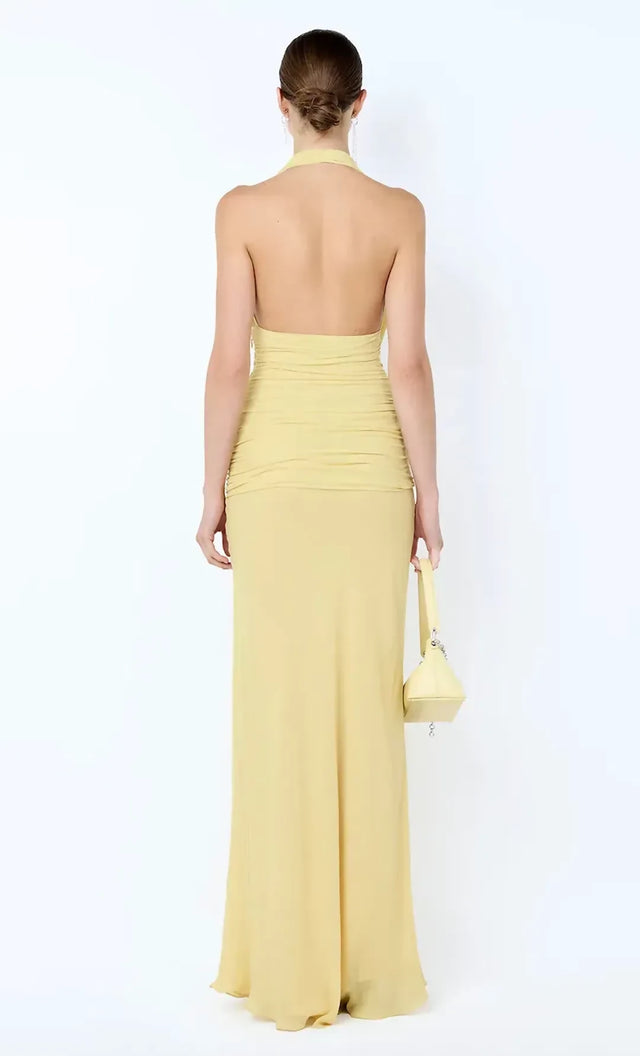 Bec + Bridge The Cassis Drape Maxi Dress in Citron