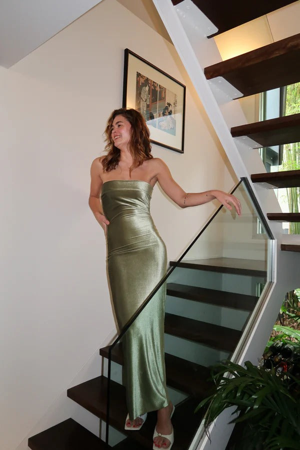 7th & York Olive Camryn Maxi Dress - 6 / Green - Dresses