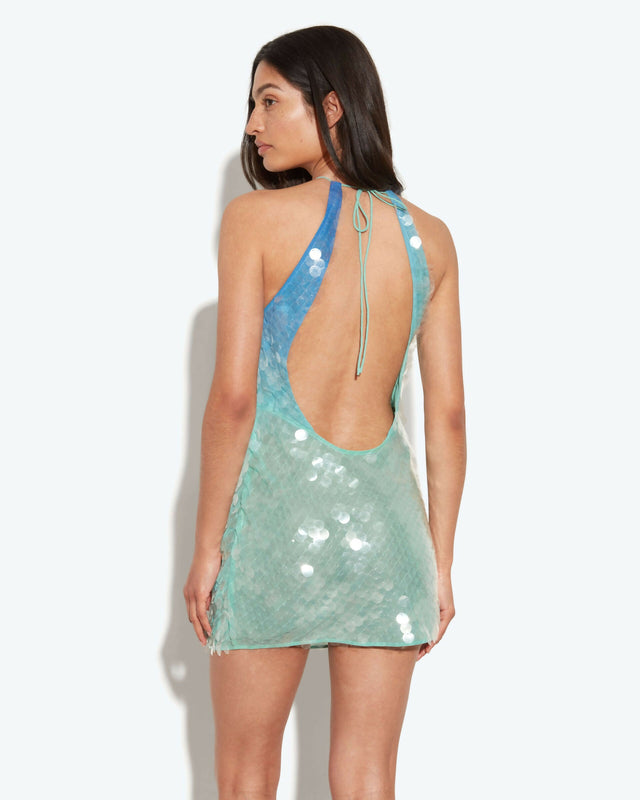 Rat and Boa Kiki Mini Dress Blue and Green