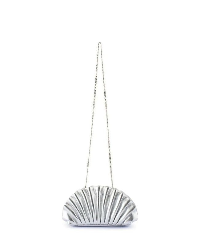 Olga Berg Hollie Pleated Clutch Silver