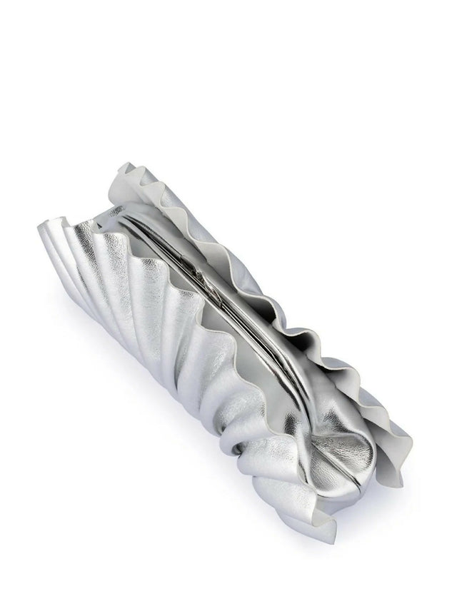 Olga Berg Hollie Pleated Clutch Silver