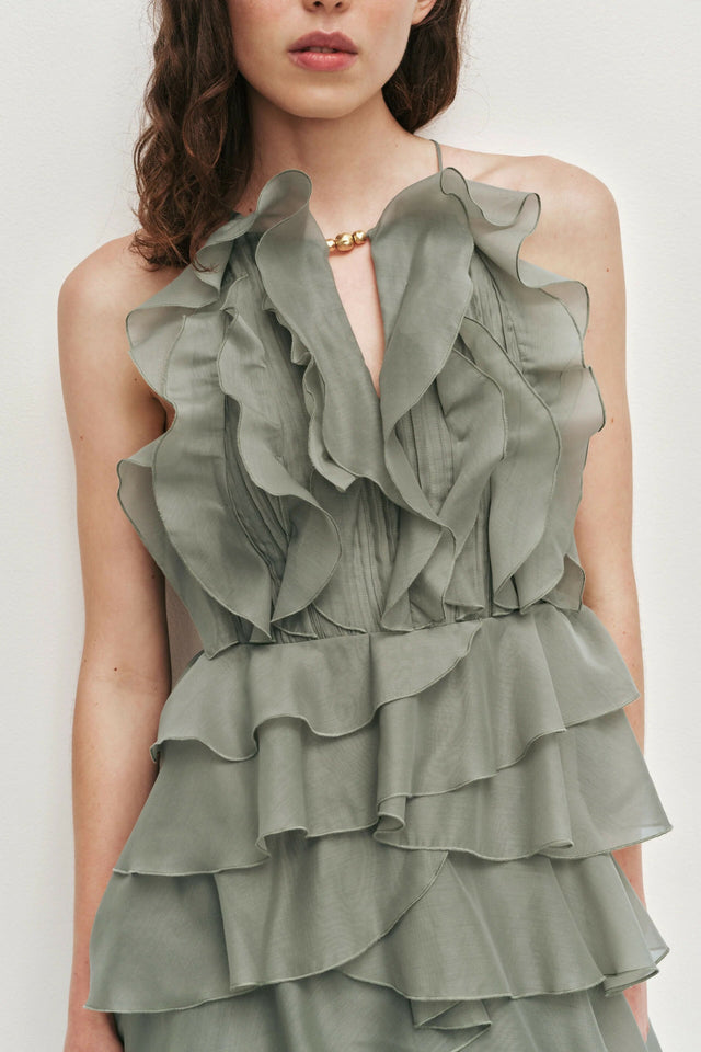 Aje Cleo Gown in Moss