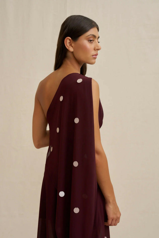 By Johnny Delia Drape Midi Dress - Wine Pink