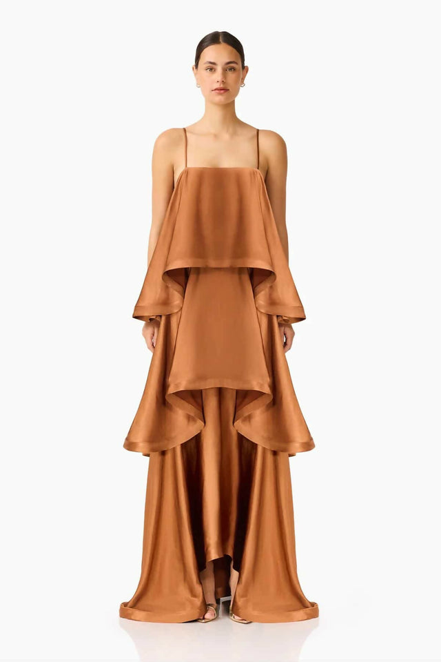 Tilly Tiered Maxi - Toffee Brown