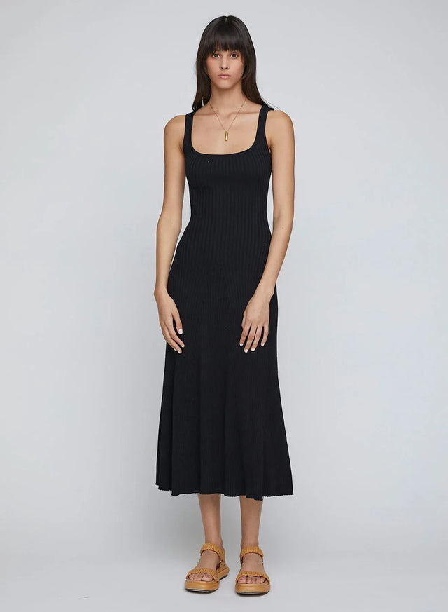 Anna Quan Dido Rib Knit Midi Dress Black