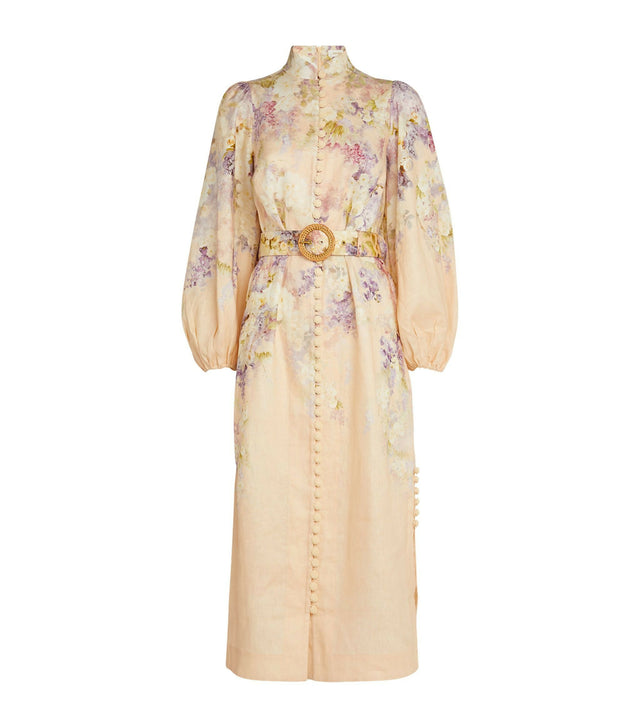 Zimmermann Lyrical Buttoned Midi Dress Dreamy Floral Size 3 / AU 14