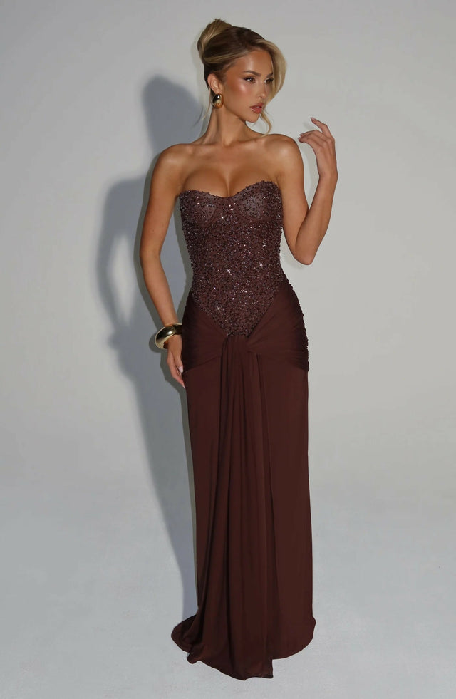 BABYBOO Carina Maxi Dress Plum Brown