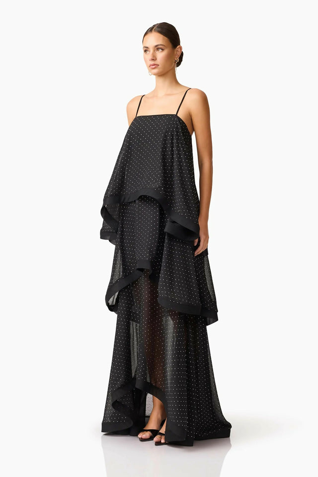 Elliatt Moss Tiered Embellished Gown Black Size 10