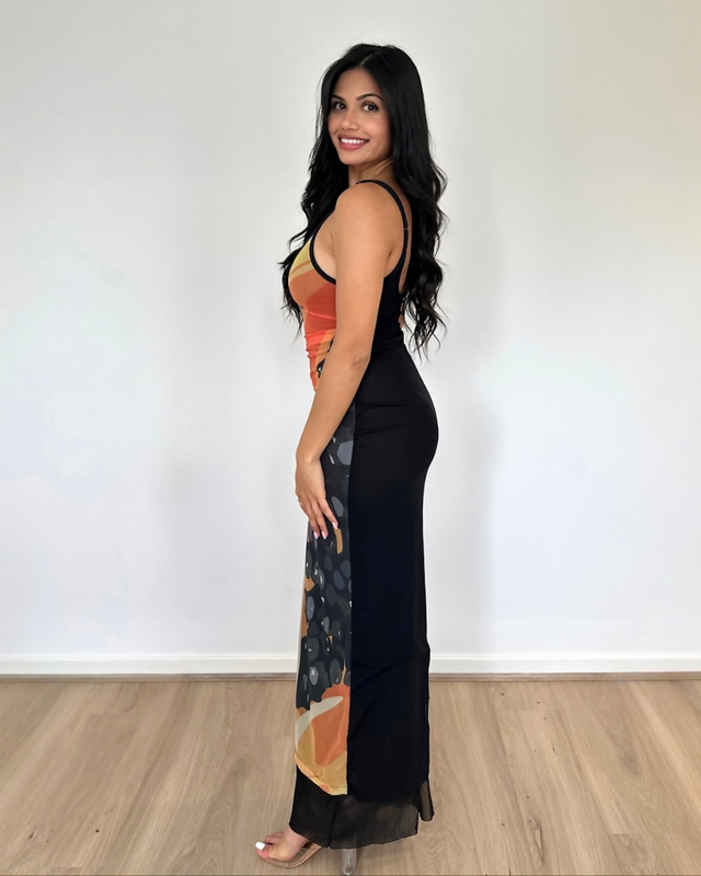 Jefre Sèi Papaya Midi Dress Papaya Print Black