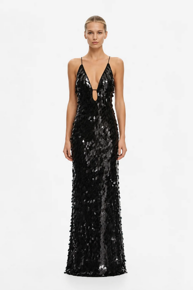 MISHA The Sapphire Sequin Dress Black