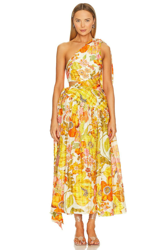 Alemais Silas One Shoulder Maxi Gown Multi