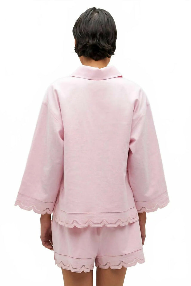 OROTON Tablecloth Lace Top & Lace Shorts Ballet Pink Size 10 AU