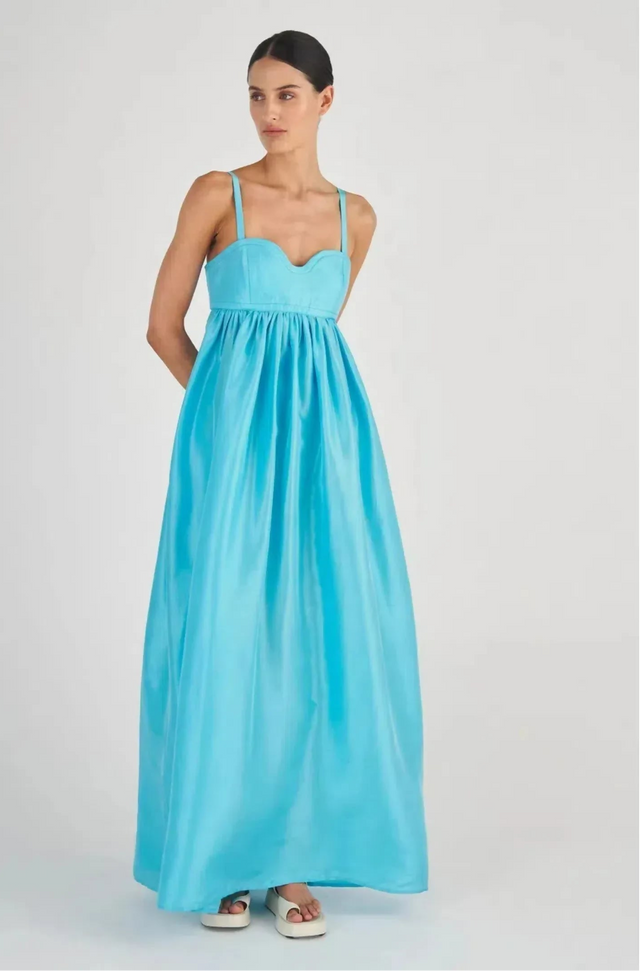 Oroton Bodice Detail Gown Lake Blue