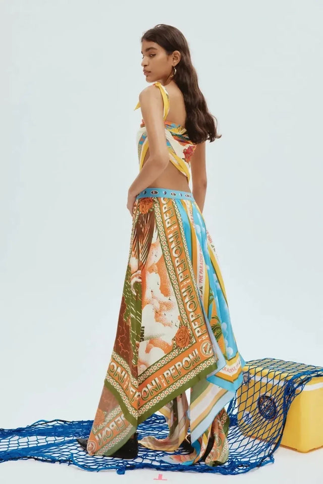 Alemais Samaki Scarf Top & Paradiso Silk Scarf Skirt Set Multi Size 10 AU