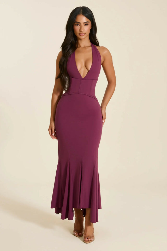 MARS THE LABEL The Gisele Corset Maxi Dress, Wine
