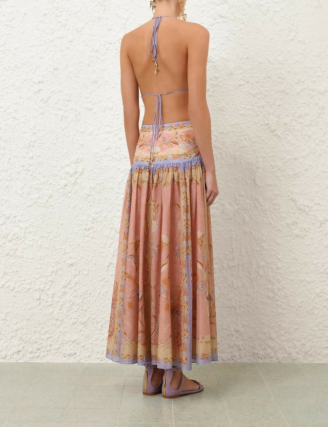 Zimmermann Indra Plunge Halter Maxi Dress