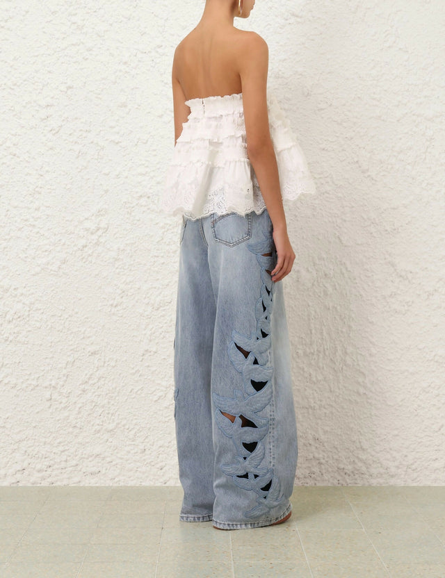 ZIMMERMANN Valiant Applique Relaxed Flare in Sea Foam