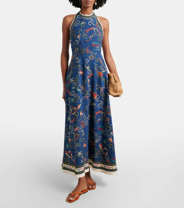 Alémais Cove Printed Halterneck Maxi Dress