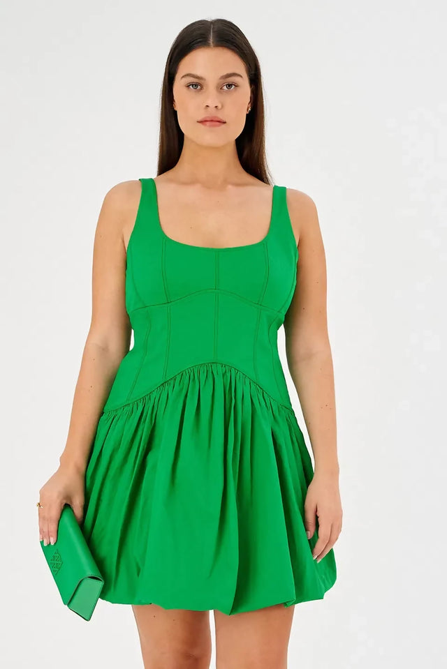 Oroton Short Tie Back Bow Dress Jewel Green Size 8