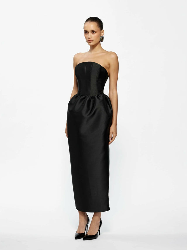 Effie Kats Lilia Dress Black - Strapless Midi