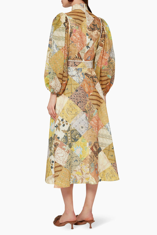 Zimmermann Brightside Patchwork Batik Midi Dress
