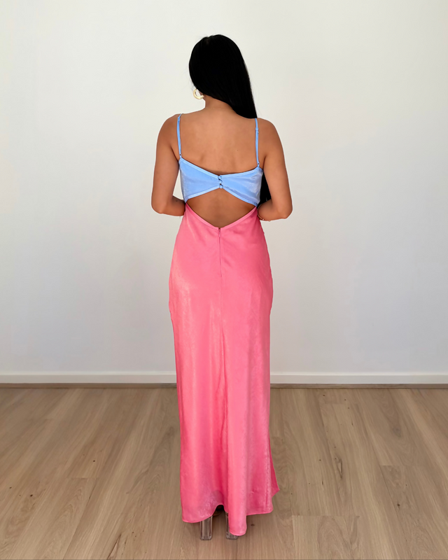 San Sloane Alona Midi Dress Pink and Blue