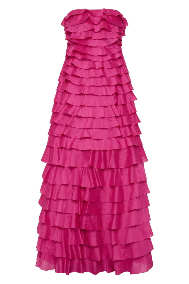 AJE Fleur Pleated Magenta Gown