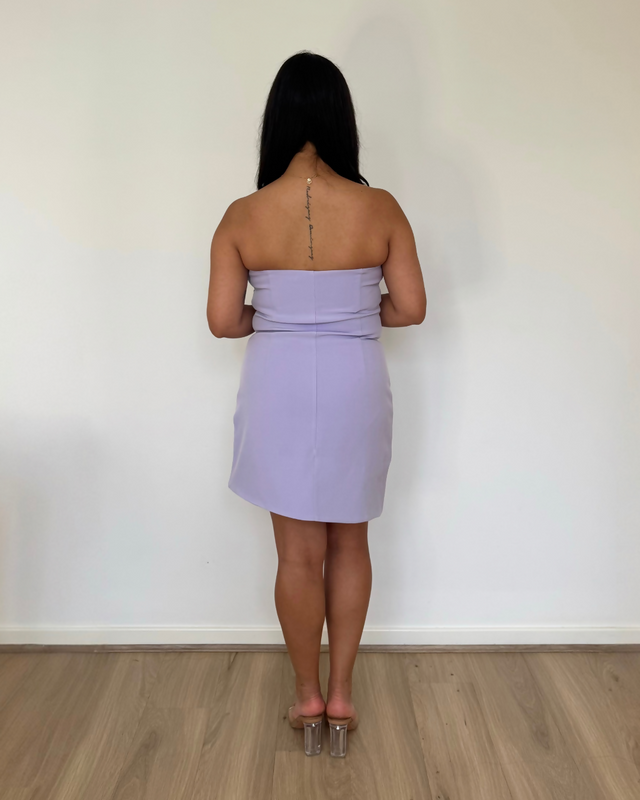 By Johnny Strapless Wave Mini Dress Lilac