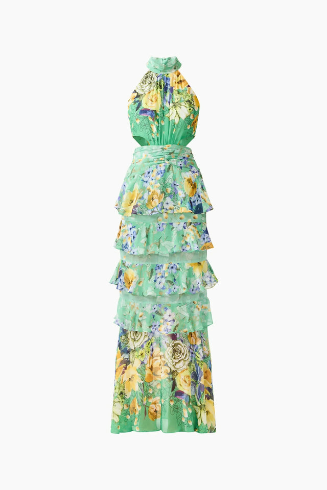 Elliatt Gardenia Halter Maxi Green Size 10