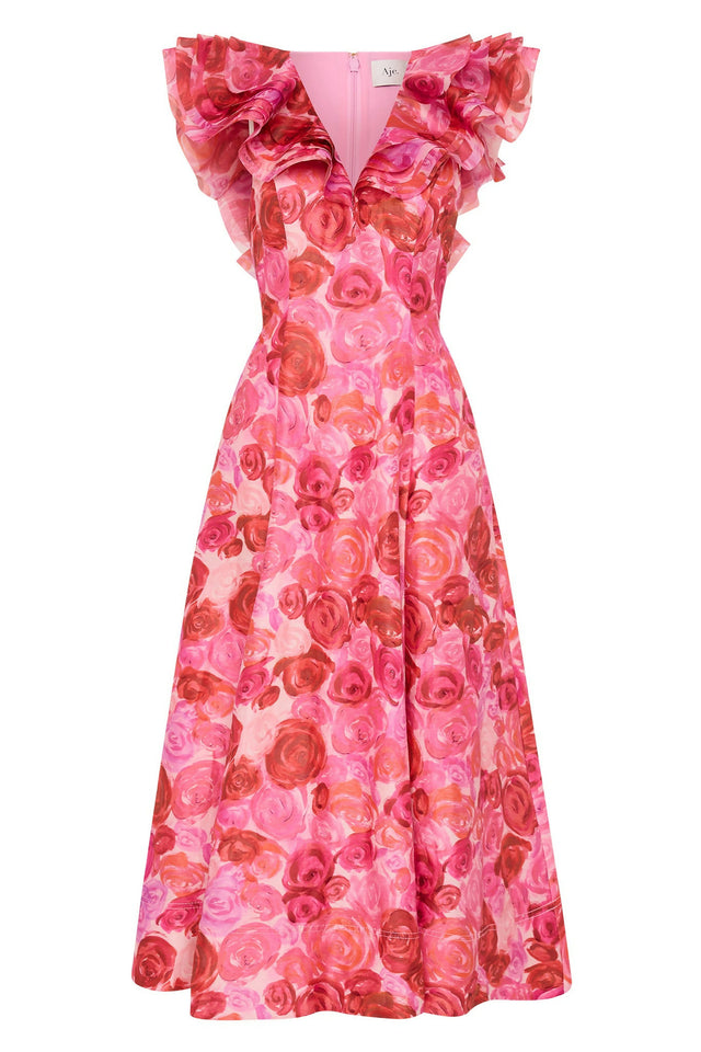 Aje Enchanted Plunge Midi Dress Misty Rose Size 8