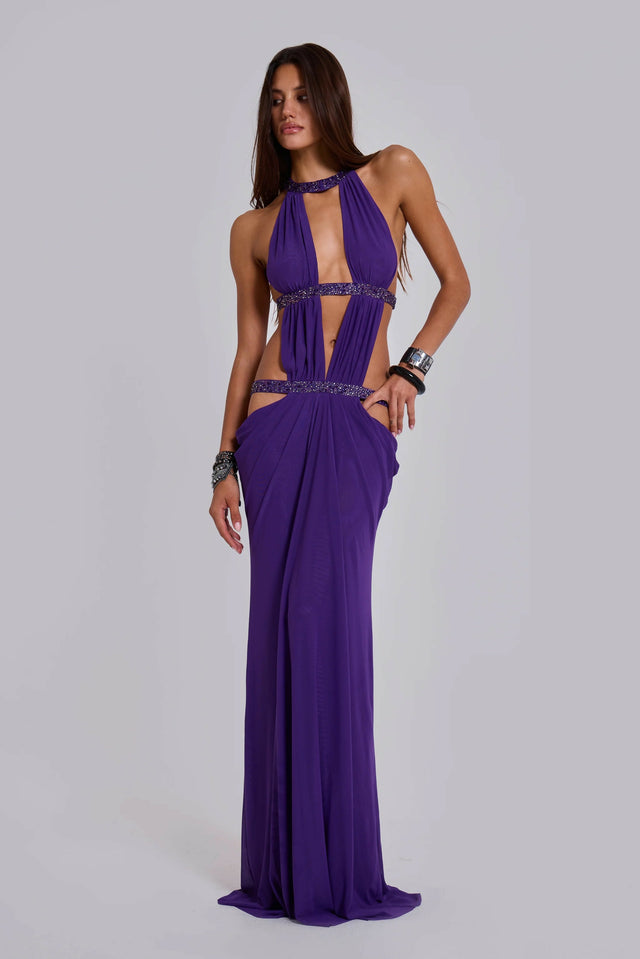 Jaded London Cut Out Maxi Dress Purple