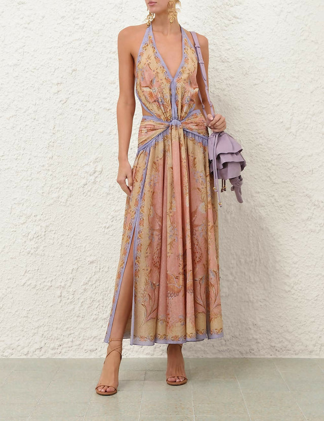 Zimmermann Indra Plunge Halter Maxi Dress