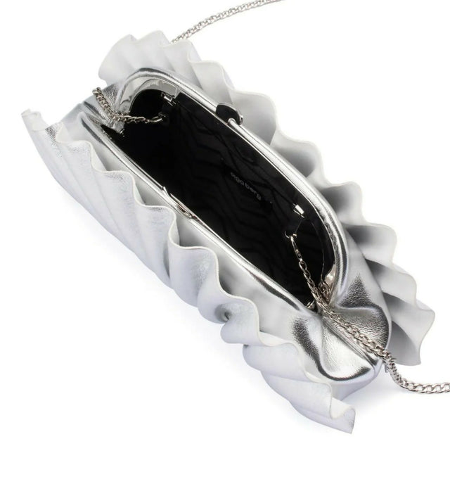 Olga Berg Hollie Pleated Clutch Silver